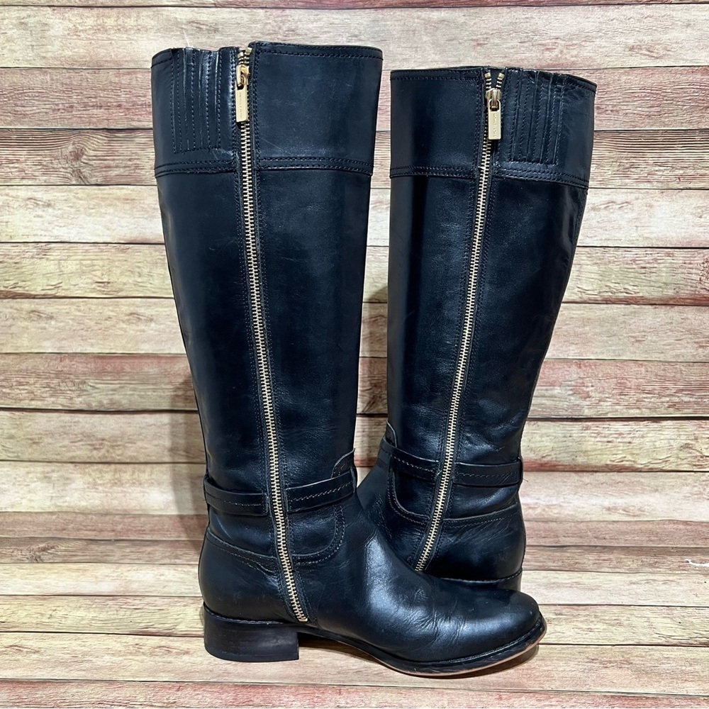 Micheal Kors Black Leather Tall Riding Boots - Picture 3 of 11